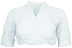 Pierre Marcel Damen Halbarm Spitzen Dirndlbluse Bernice mit Pailletten - Weiß
