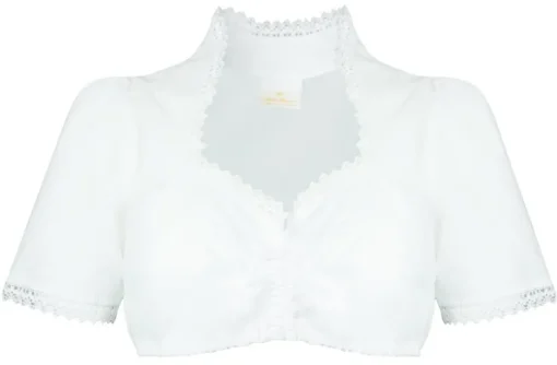 Pierre Marcel Damen Halbarm Dirndlbluse Julia mit Spitze - Weiß