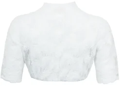 Pierre Marcel Damen Halbarm Spitzen Dirndlbluse Bernice mit Pailletten - Weiß