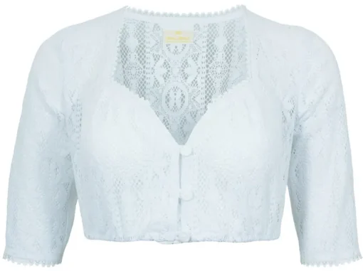 Pierre Marcel Damen Halbarm Spitzen Dirndlbluse Josy mit Herzausschnitt - Weiß
