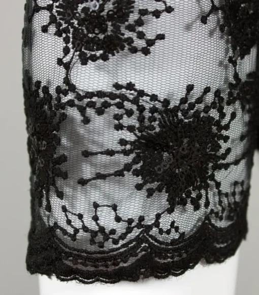 Pierre Marcel Damen Halbarm Spitzen Dirndlbluse Bernice mit Pailletten - Schwarz