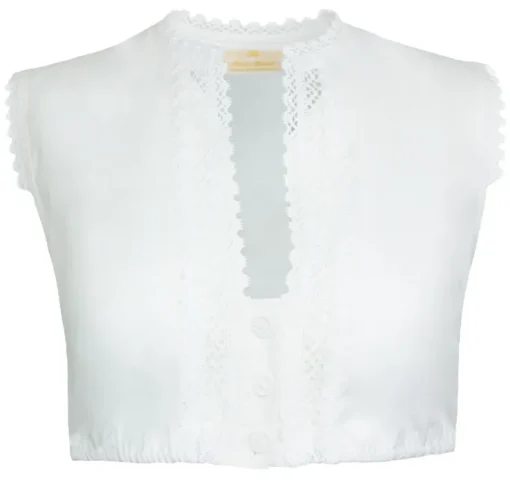 Pierre Marcel Ärmellose Dirndlbluse Nerina mit Spitze - Weiß