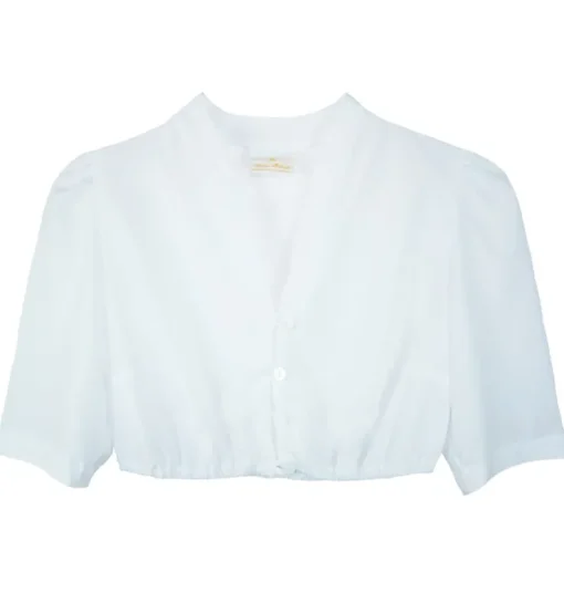 Pierre Marcel Seidige Damen Dirndlbluse Melina mit V-Ausschnitt - Weiß