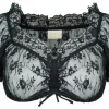 Pierre Marcel Transparente Damen Carmen Dirndlbluse Mila mit Spitze - Schwarz