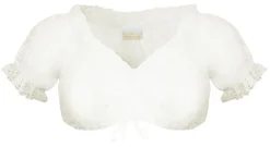 Pierre Marcel Transparente Damen Carmen Dirndlbluse Mila mit Spitze - Creme