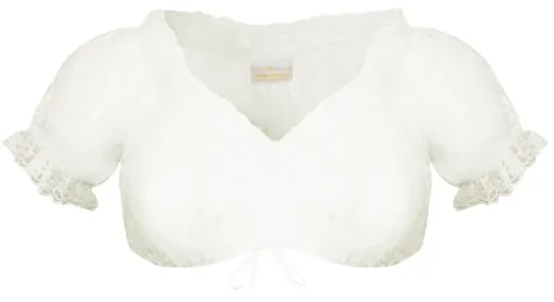 Pierre Marcel Transparente Damen Carmen Dirndlbluse Mila mit Spitze - Creme