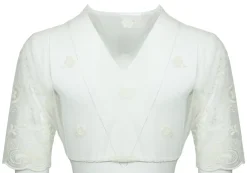 Pierre Marcel Transparente Damen Dirndlbluse Marie mit Spitze und V-Ausschnitt - Creme