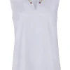 Piz Palü Damen Bluse "Bachhagel" Ärmellos mit Blumenstickerei | Weiß