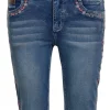 Piz Palü Damen Capri Jeans "Hafenlohr" mit Blümchen | Blau