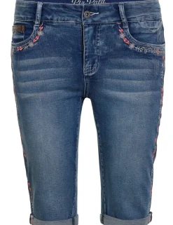 Piz Palü Damen Capri Jeans "Hafenlohr" mit Blümchen | Blau