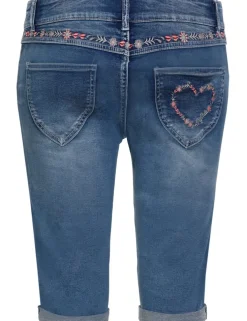 Piz Palü Damen Capri Jeans "Hafenlohr" mit Blümchen | Blau