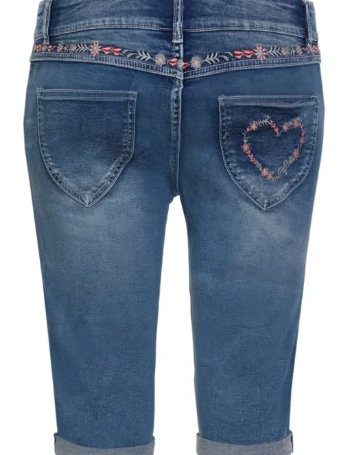 Piz Palü Damen Capri Jeans "Hafenlohr" mit Blümchen | Blau