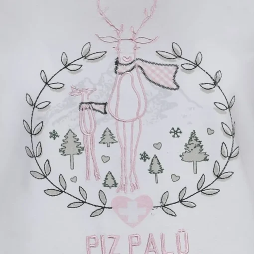 Piz Palü Damen Langarmshirt "Gerach" mit Hirsch Stickerei | 010025 - Weiß