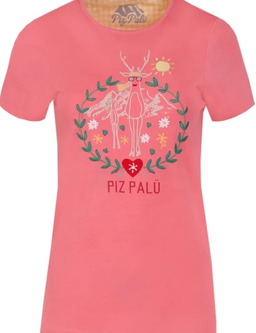 Piz Palü Damen Shirt "Albaching" mit Hirsch Motiv | Alpenrose