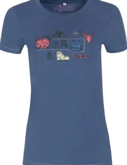 Piz Palü Damen Shirt "Altenbuch" mit Trachten Motiv | Schieferblau