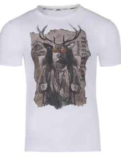 Piz Palü Herren Kurzarm Trachtenshirt "Train" mit Hirsch Print | Edelweiß