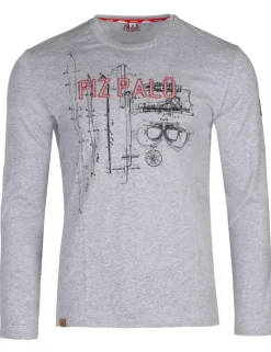 Piz Palü Herren Langarmshirt "Taching" | 020007 - Grau Melange