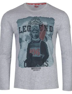 Piz Palü Herren Langarmshirt "Unterhaching" mit Skifahrer Print | 020034 - Grau
