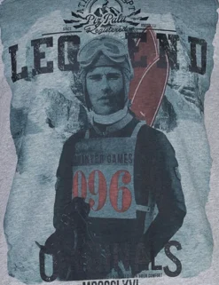 Piz Palü Herren Langarmshirt "Unterhaching" mit Skifahrer Print | 020034 - Grau