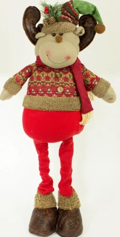 Rentier Dekofigur für Weihnachten - Stehfigur mit ausziehbaren Beinen - 80 x 34 cm