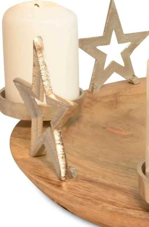 Riffelmacher Adventskerzenhalter "Runder Teller mit Sternen" 70338 | 38x13cm