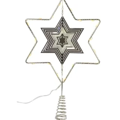 Riffelmacher Baumspitze Stern mit LED Beleuchtung 17754 | Silber 18 x 29 cm