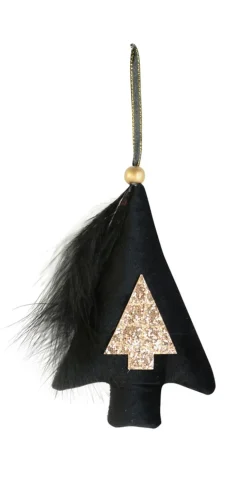 Riffelmacher Christbaumschmuck Samt Glitter Tannenbaum 20540 15cm - Schwarz / Gold