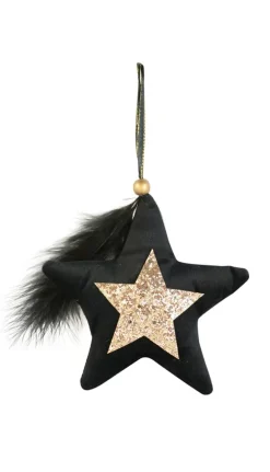 Riffelmacher Christbaumschmuck Samt Glitter Stern 20540 15cm - Schwarz / Gold