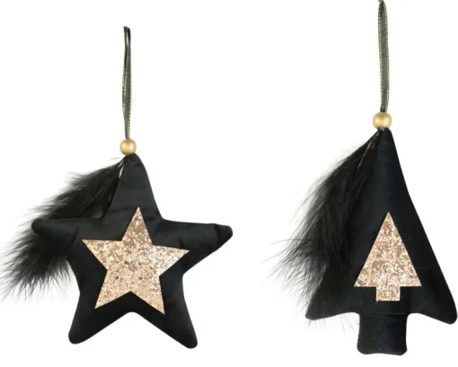 Riffelmacher Christbaumschmuck Samt Glitter Tannenbaum 20540 15cm - Schwarz / Gold