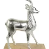Riffelmacher Dekofigur "König des Waldes" 74555 | Hirsch auf Sockel Silber | 45x30,5cm