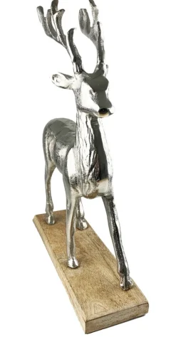 Riffelmacher Dekofigur "König des Waldes" 74555 | Hirsch auf Sockel Silber | 45x30,5cm