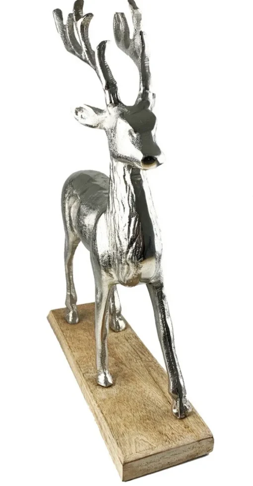 Riffelmacher Dekofigur "König des Waldes" 74555 | Hirsch auf Sockel Silber | 45x30,5cm