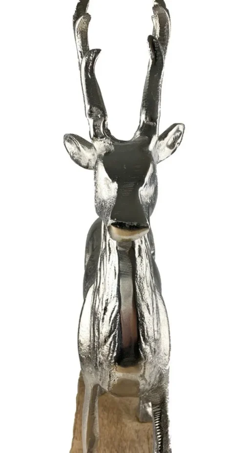 Riffelmacher Dekofigur "König des Waldes" 74555 | Hirsch auf Sockel Silber | 45x30,5cm