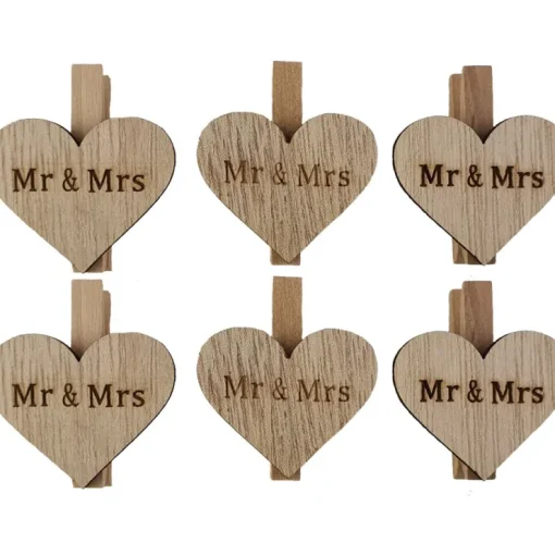 Riffelmacher Dekoklammern "Mr & Mrs" ca. 4,5 cm 07531 | 6 tlg. - Geschenkverpackung