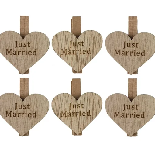 Riffelmacher Dekoklammern "Just married" ca. 4,5 cm 07532 | 6 tlg. - Geschenkverpackung