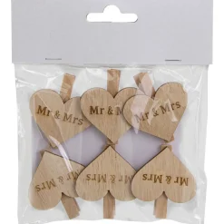 Riffelmacher Dekoklammern "Mr & Mrs" ca. 4,5 cm 07531 | 6 tlg. - Geschenkverpackung