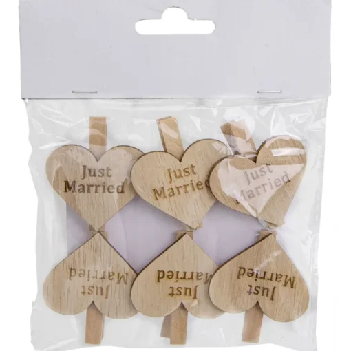 Riffelmacher Dekoklammern "Just married" ca. 4,5 cm 07532 | 6 tlg. - Geschenkverpackung