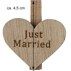 Riffelmacher Dekoklammern "Just married" ca. 4,5 cm 07532 | 6 tlg. - Geschenkverpackung