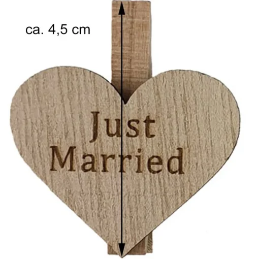 Riffelmacher Dekoklammern "Just married" ca. 4,5 cm 07532 | 6 tlg. - Geschenkverpackung