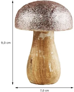 Riffelmacher Dekoration "Pilz" Mangoholz 74584 - 9 cm - Utopiaglitter Rosa