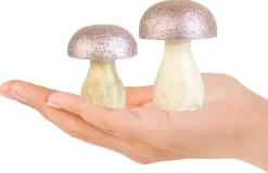 Riffelmacher Dekoration "Pilz" Mangoholz 74584 - 9 cm - Utopiaglitter Rosa