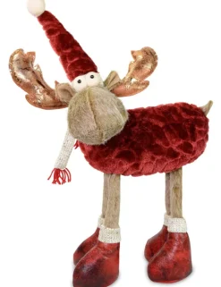 Riffelmacher Elch Rentier Dekofigur 38 x 48 cm 74706 | Braun / Rot - Weihnachten Adventsdekoration