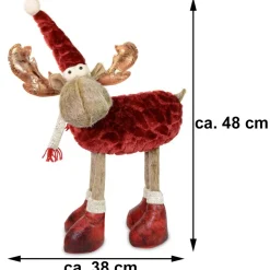 Riffelmacher Elch Rentier Dekofigur 38 x 48 cm 74706 | Braun / Rot - Weihnachten Adventsdekoration