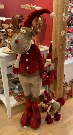 Riffelmacher Elch Rentier Dekofigur 38 x 48 cm 74706 | Braun / Rot - Weihnachten Adventsdekoration