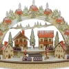 Riffelmacher Fensterleuchter Schwibbogen Winterdorf 45 x 33 cm 76228 | Natur / Rot