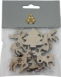Riffelmacher Filz Streudeko mit Glitter ca. 4cm 70090 | Gold - Hirsche/Bäume