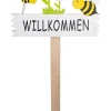 Riffelmacher Gartenstab Dekoschild "Willkommen" Biene 46cm | 08514 - Gartenstecker