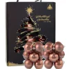 Riffelmacher Glas Weihnachtskugeln im Koffer 26258 | 24 Stück | Ø 6 cm - Karamellbraun