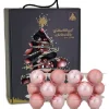 Riffelmacher Glas Weihnachtskugeln im Koffer 26255 | 24 Stück | Ø 6 cm - Altrosa