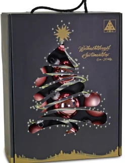 Riffelmacher Glas Weihnachtskugeln im Koffer 26255 | 24 Stück | Ø 6 cm - Altrosa